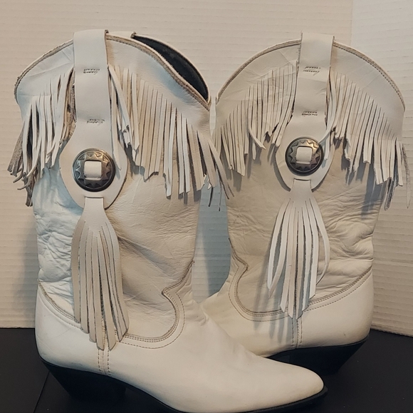 2 pairs of women's fridge tan and white Acme Miss Rodeo cowgirl boots sz 6 - Picture 6 of 9